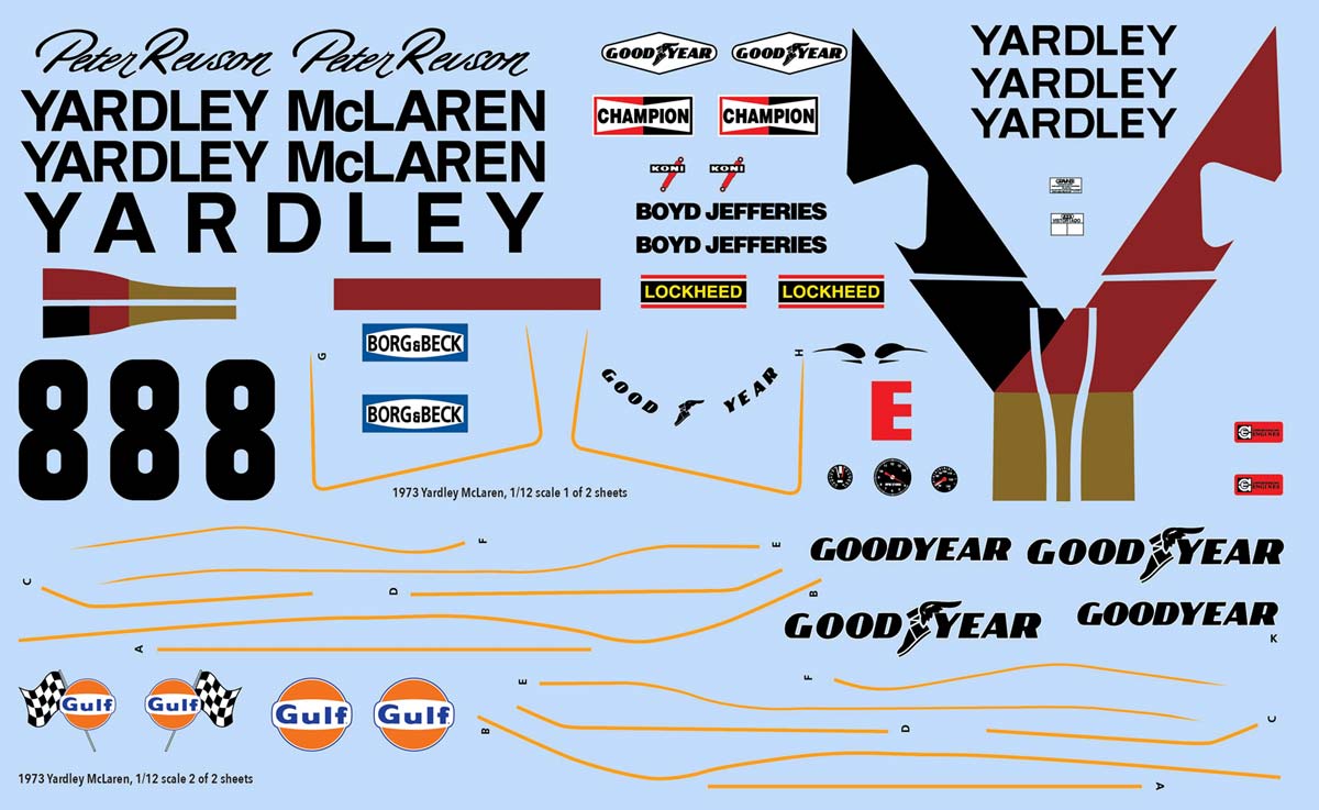1973 Yardley McLaren Decals, Peter Revson