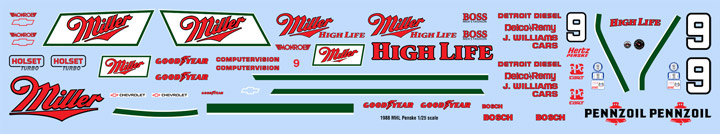 1988 Miller Penske PC17 Decals